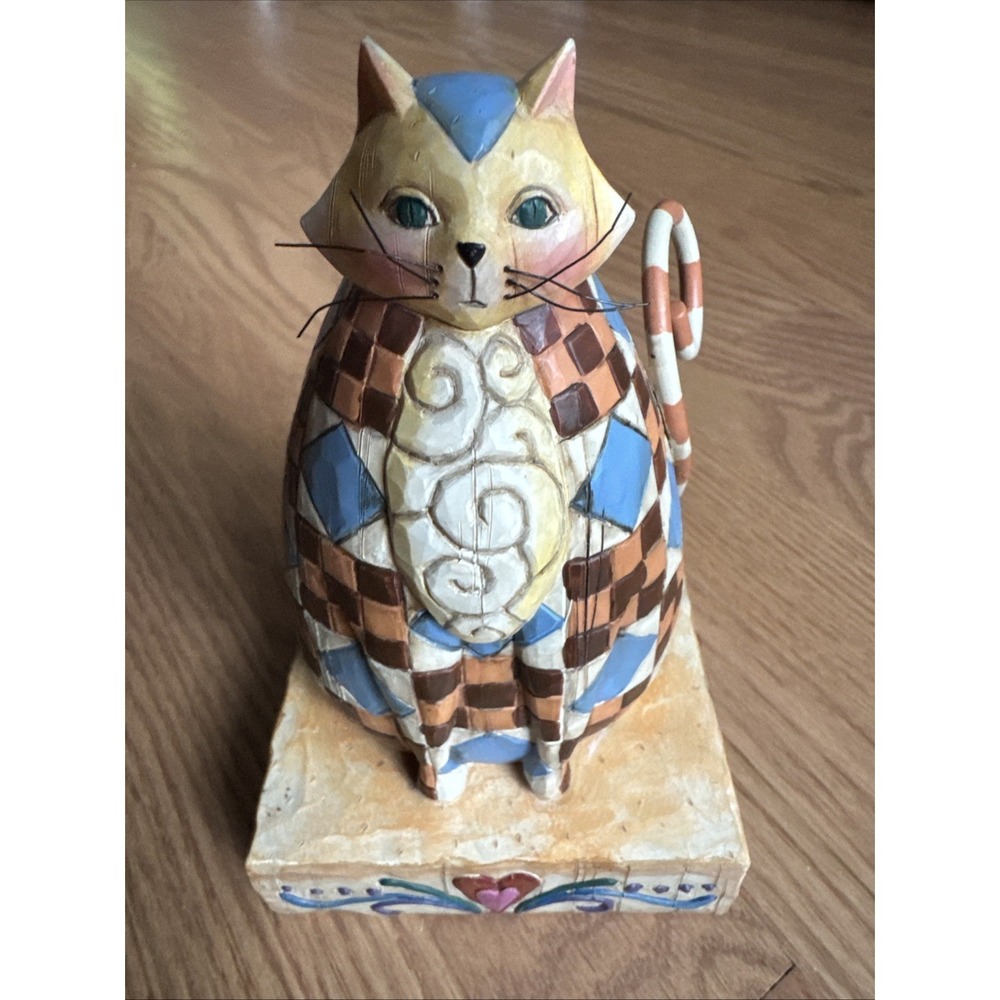 Jim Shore Heartwood Creek Cat Figurine Folk Art Quilt‎ Pattern Decor 114419